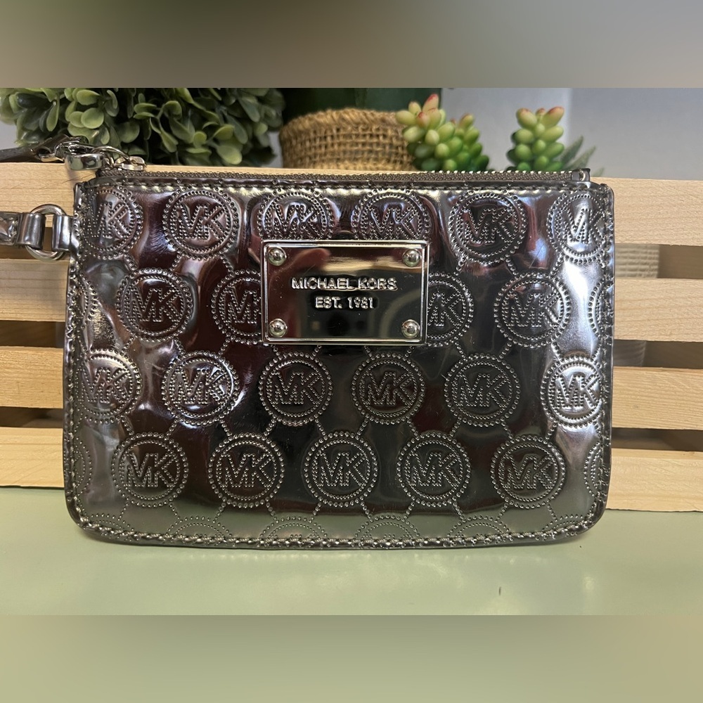 Michael Kors Metallic Silver Wristlet